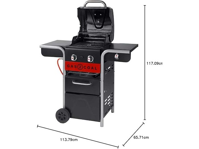 Char-broil gas2coal 210 hybrid grill - 2 - branders gas & kolen zwart - afbeelding 8 van  10