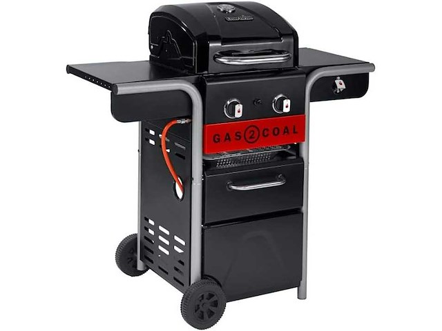 Char-broil gas2coal 210 hybrid grill - 2 - branders gas & kolen zwart - afbeelding 4 van  5