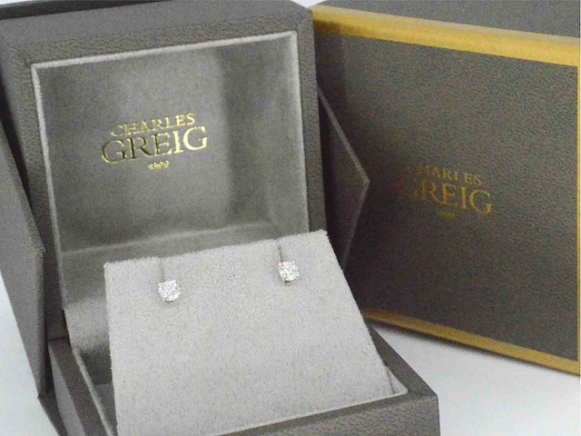 Charles greig - gouden solitair oorbellen met diamanten - afbeelding 4 van  8
