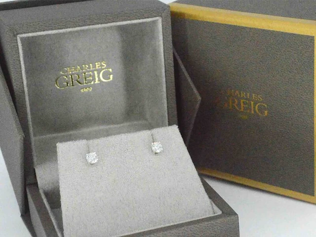 Charles greig - gouden solitair oorbellen met diamanten - afbeelding 3 van  9