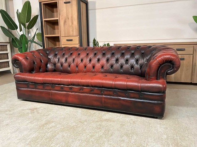 Chesterfield leren bankstel - afbeelding 1 van  15