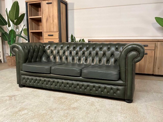 Chesterfield leren bankstel - afbeelding 1 van  15