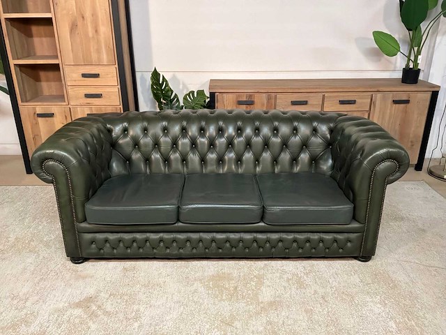 Chesterfield leren bankstel - afbeelding 9 van  15