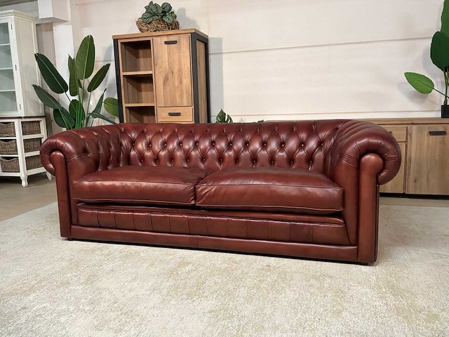 Chesterfield leren bankstel - afbeelding 1 van  14