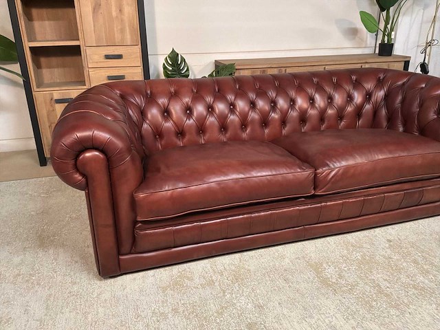 Chesterfield leren bankstel - afbeelding 8 van  14