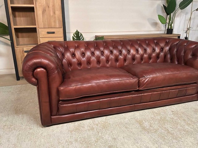 Chesterfield leren bankstel - afbeelding 9 van  14