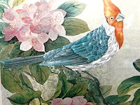 Chinese kalligrafie- en schilderkunst op zijde in lijst - afbeelding 3 van  5