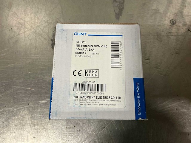 Chint aardlekautomaat 3-polig+nul 40a c-kar 30ma meterkast (6x) - afbeelding 1 van  1