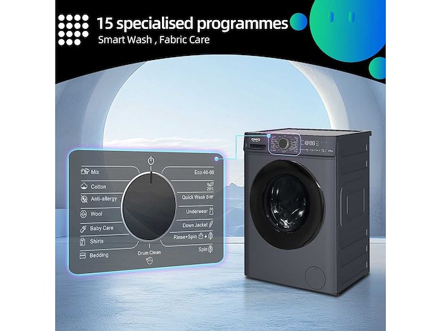 Chiq - cw07123863ax - wasmachine 7 kg space pro ai smart - afbeelding 3 van  5