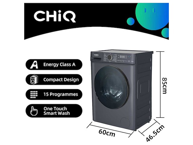 Chiq - cw07123863ax - wasmachine 7 kg space pro ai smart - afbeelding 2 van  9