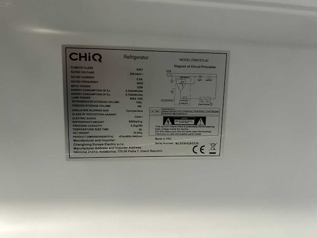Chiq - fbm157l42 - koel-vriescombinatie 157 liter - afbeelding 9 van  9
