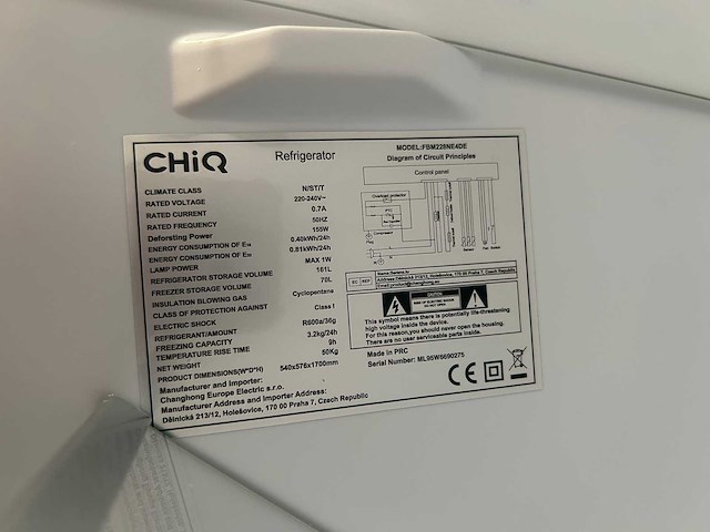 Chiq - fbm228ne4de - koel-vriescombinatie 231 liter - afbeelding 8 van  9