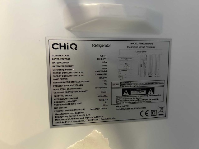 Chiq - fbm228ne4de - koel-vriescombinatie 231 liter - afbeelding 3 van  3