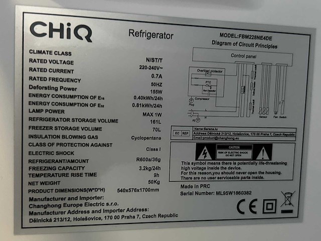 Chiq - fbm228ne4de - koel-vriescombinatie 231 liter - afbeelding 6 van  7