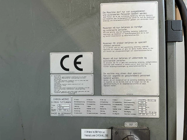 Chiron mill - 2005 - 2000 high-speed, 220-80 - universele freesmachine - afbeelding 4 van  21