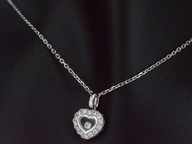 Chopard - chopard happy diamonds icons heart collier met hanger witgoud met diamant - afbeelding 2 van  9