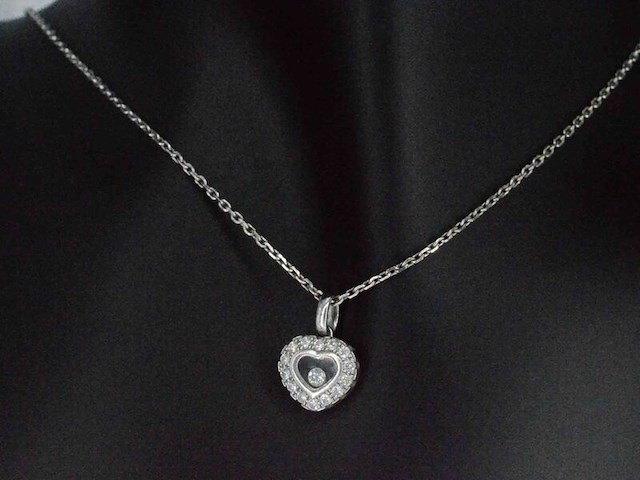 Chopard - chopard happy diamonds icons heart collier met hanger witgoud met diamant - afbeelding 3 van  9