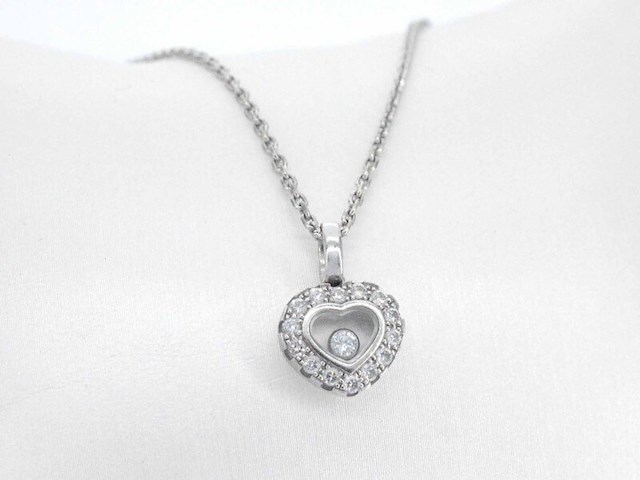 Chopard - chopard happy diamonds icons heart collier met hanger witgoud met diamant - afbeelding 1 van  9