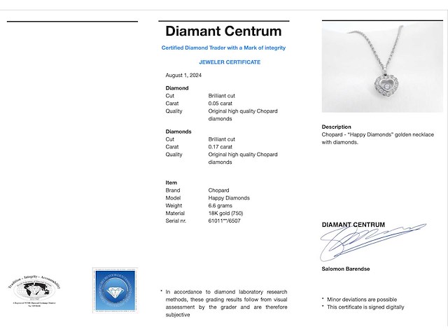 Chopard happy diamonds icons heart witgouden collier met diamant - afbeelding 3 van  8