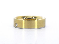 Christian bauer - bi-colour trouwring van goud en platina met een prinses geslepen diamant - afbeelding 3 van  8