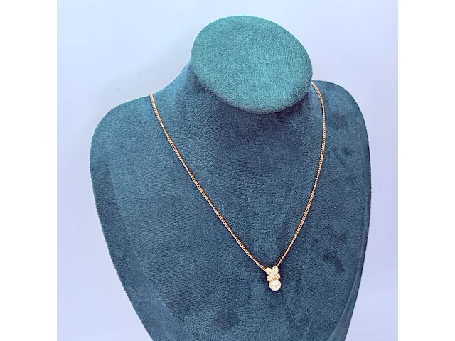 Christian dior goldplated collier met pendant en strass - afbeelding 3 van  8