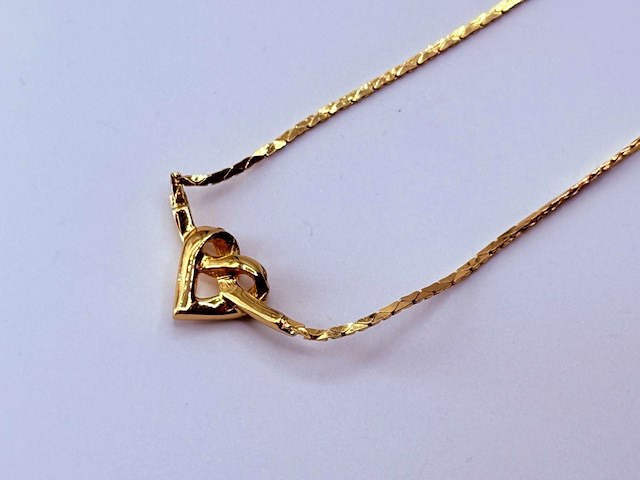 Christian dior goldplated 'heart' pendant collier met steentjes - afbeelding 2 van  5