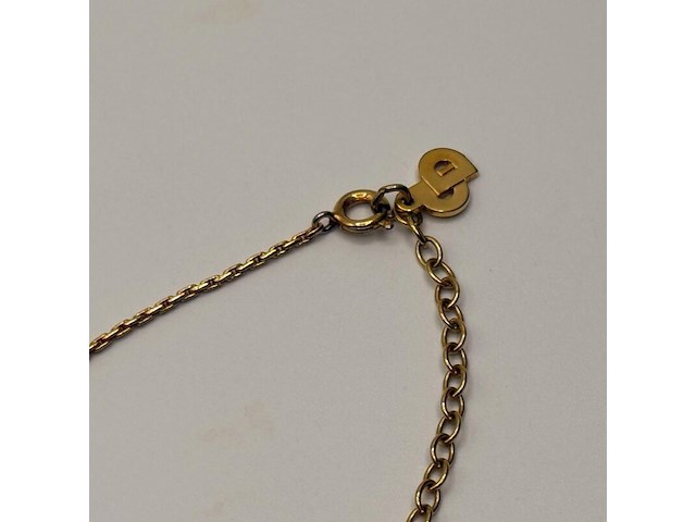 Christian dior goldplated heart pendant collier met zirkonia diamant - afbeelding 2 van  5