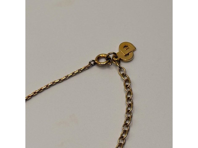 Christian dior goldplated heart pendant collier met zirkonia diamant - afbeelding 4 van  5