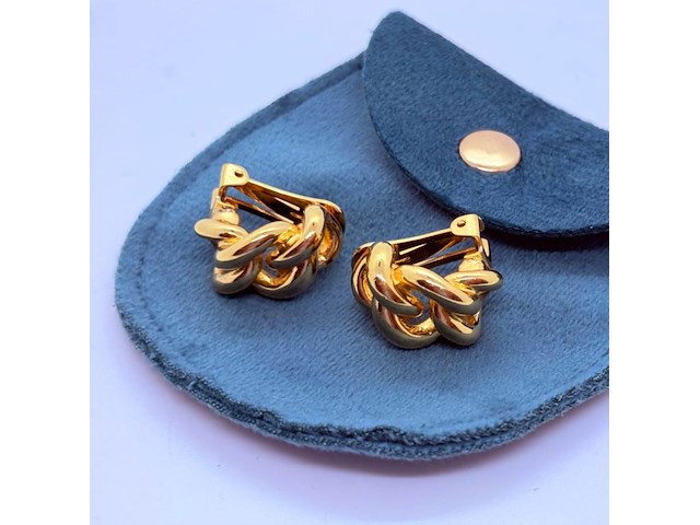 Christian dior goldplated ''knot'' oorbellen - afbeelding 1 van  6