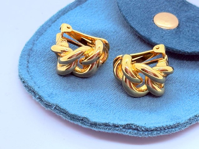 Christian dior goldplated ''knot'' oorbellen - afbeelding 2 van  6