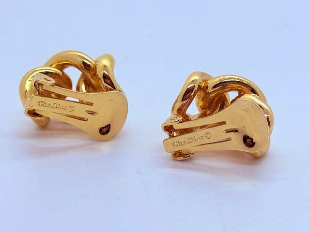 Christian dior goldplated ''knot'' oorbellen - afbeelding 4 van  6