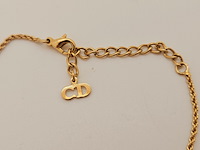 Christian dior goldplated leaf pendant collier met kristallen - afbeelding 6 van  6