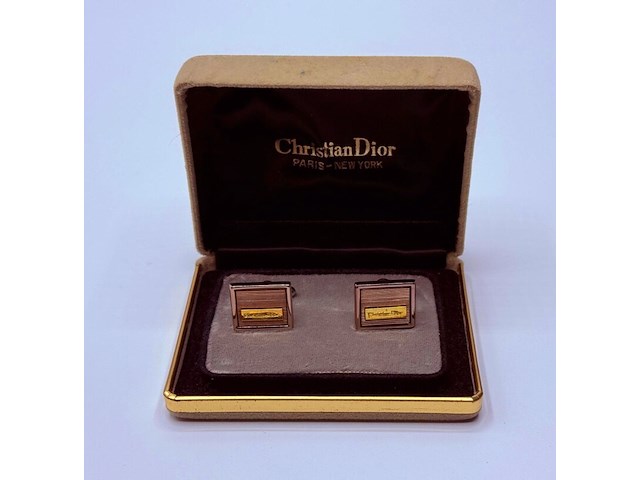 Christian dior goldplated manchetknopen - two tone - afbeelding 1 van  7