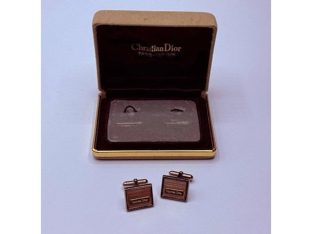 Christian dior goldplated manchetknopen - two tone - afbeelding 2 van  7