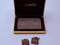 Christian dior goldplated manchetknopen - two tone - afbeelding 2 van  7