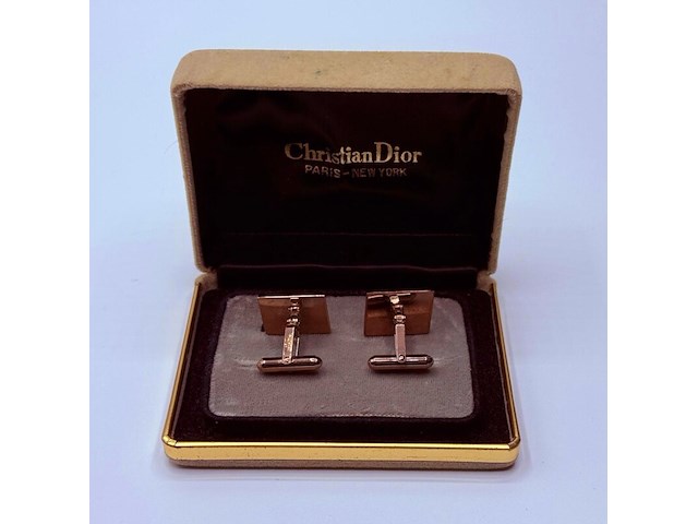 Christian dior goldplated manchetknopen - two tone - afbeelding 4 van  7