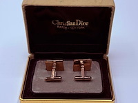 Christian dior goldplated manchetknopen - two tone - afbeelding 4 van  7