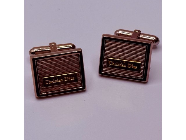 Christian dior goldplated manchetknopen - two tone - afbeelding 6 van  7