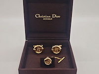 Christian dior goldplated manchetknopen + stropdas houder - afbeelding 1 van  7