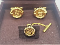 Christian dior goldplated manchetknopen + stropdas houder - afbeelding 2 van  7