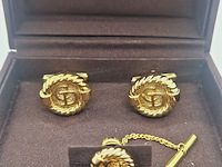 Christian dior goldplated manchetknopen + stropdas houder - afbeelding 3 van  7