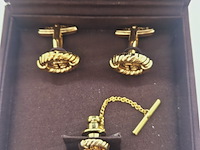 Christian dior goldplated manchetknopen + stropdas houder - afbeelding 4 van  7