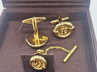 Christian dior goldplated manchetknopen + stropdas houder - afbeelding 6 van  7
