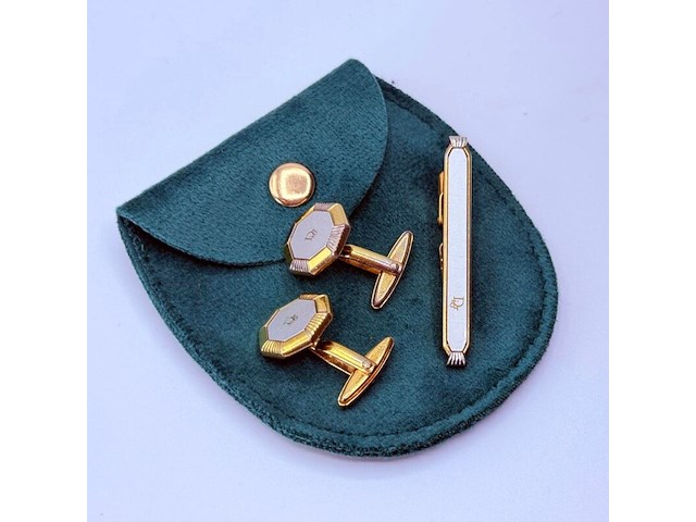 Christian dior goldplated manchetknopen + tie-pin/stropdashouder - afbeelding 3 van  9