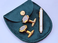 Christian dior goldplated manchetknopen + tie-pin/stropdashouder - afbeelding 3 van  9