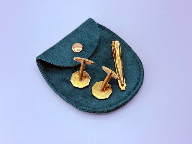 Christian dior goldplated manchetknopen + tie-pin/stropdashouder - afbeelding 4 van  9