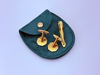 Christian dior goldplated manchetknopen + tie-pin/stropdashouder - afbeelding 4 van  9