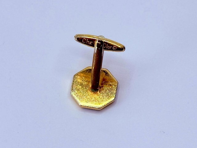 Christian dior goldplated manchetknopen + tie-pin/stropdashouder - afbeelding 6 van  9