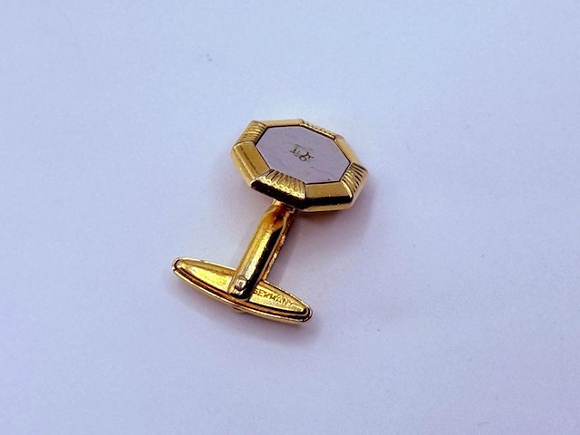 Christian dior goldplated manchetknopen + tie-pin/stropdashouder - afbeelding 7 van  9