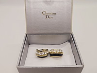 Christian dior goldplated oorbellen met steentjes - afbeelding 1 van  6